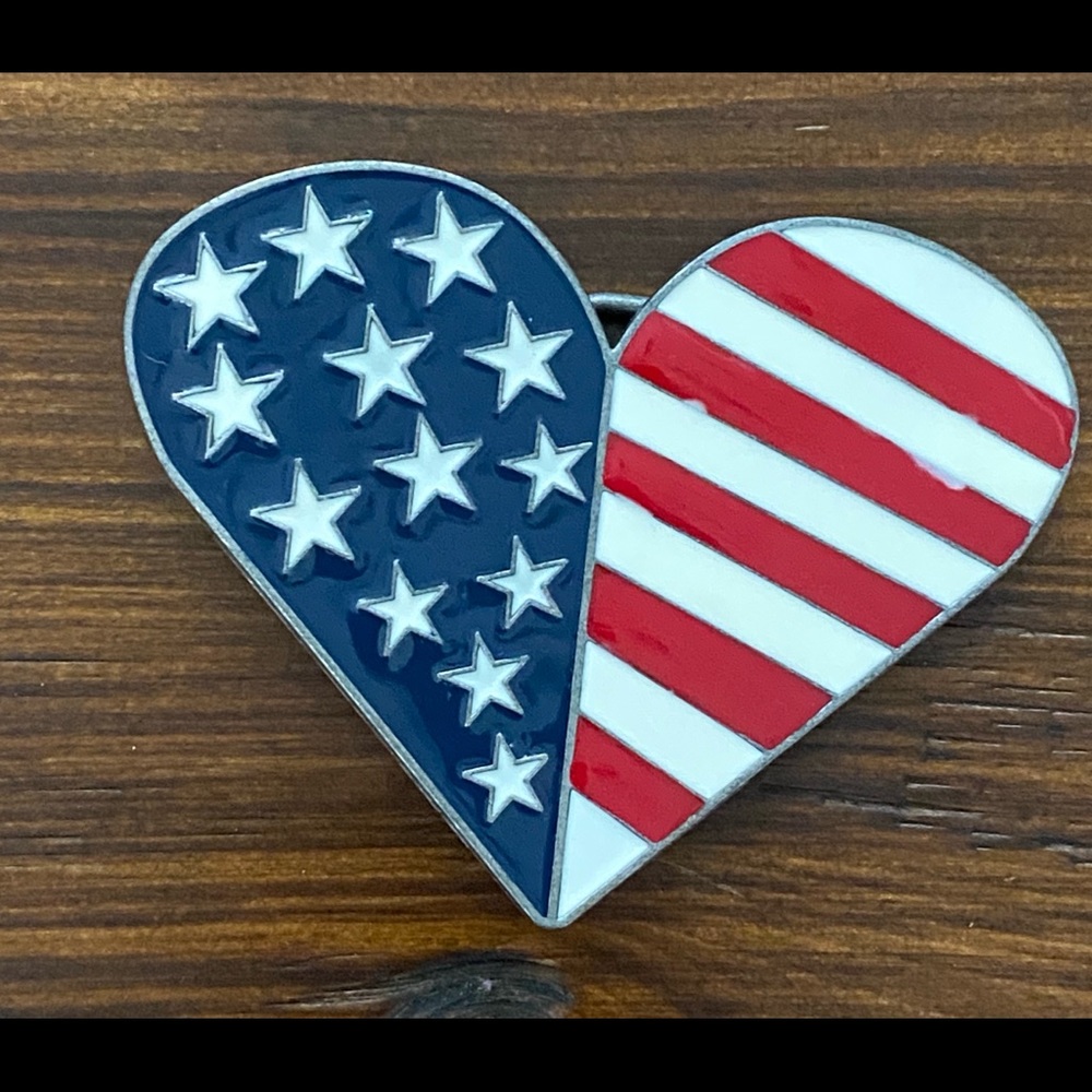 Heart Flag Belt Buckle.